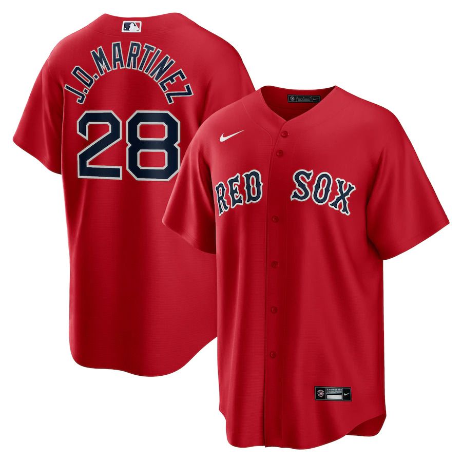 Men Boston Red Sox #28 J.D. Martinez Nike Red Alternate Replica Player Name MLB Jersey->women mlb jersey->Women Jersey